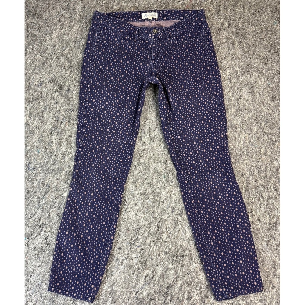 Madewell Polka Dot Corduroy Skinny Pants Navy Pink Size 28 Style 98912 FA12